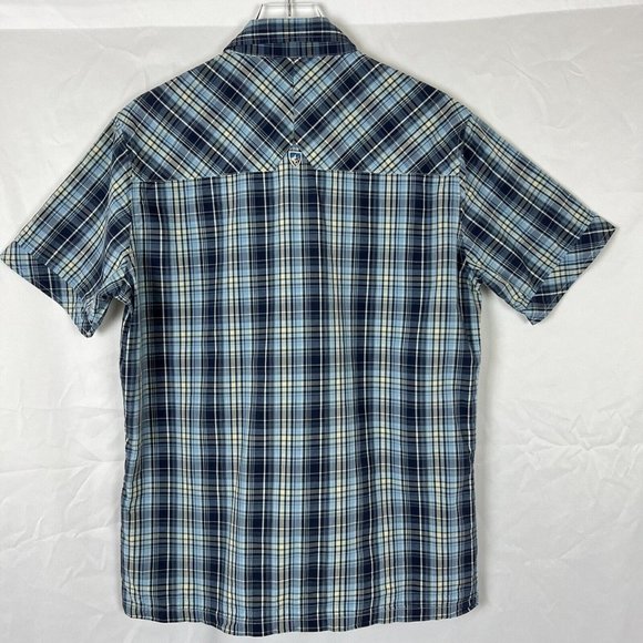 Kuhl Mens Shirt Short Sleeve Button Front Blue Plaid Men's Medium - Picture 8 of 10